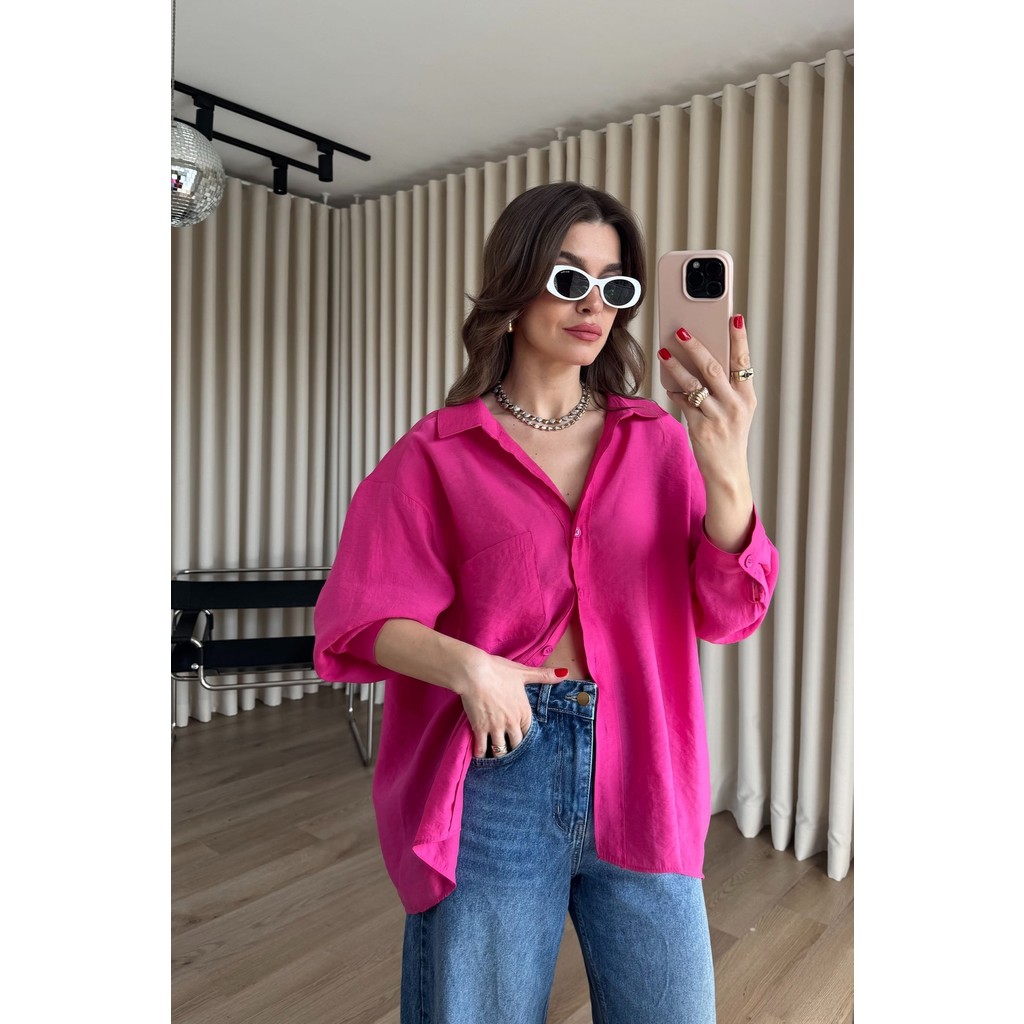 Sue Store Fuşya Oversize Modal Kumaş Gömlek Giyim & İç Giyim Fiyatı