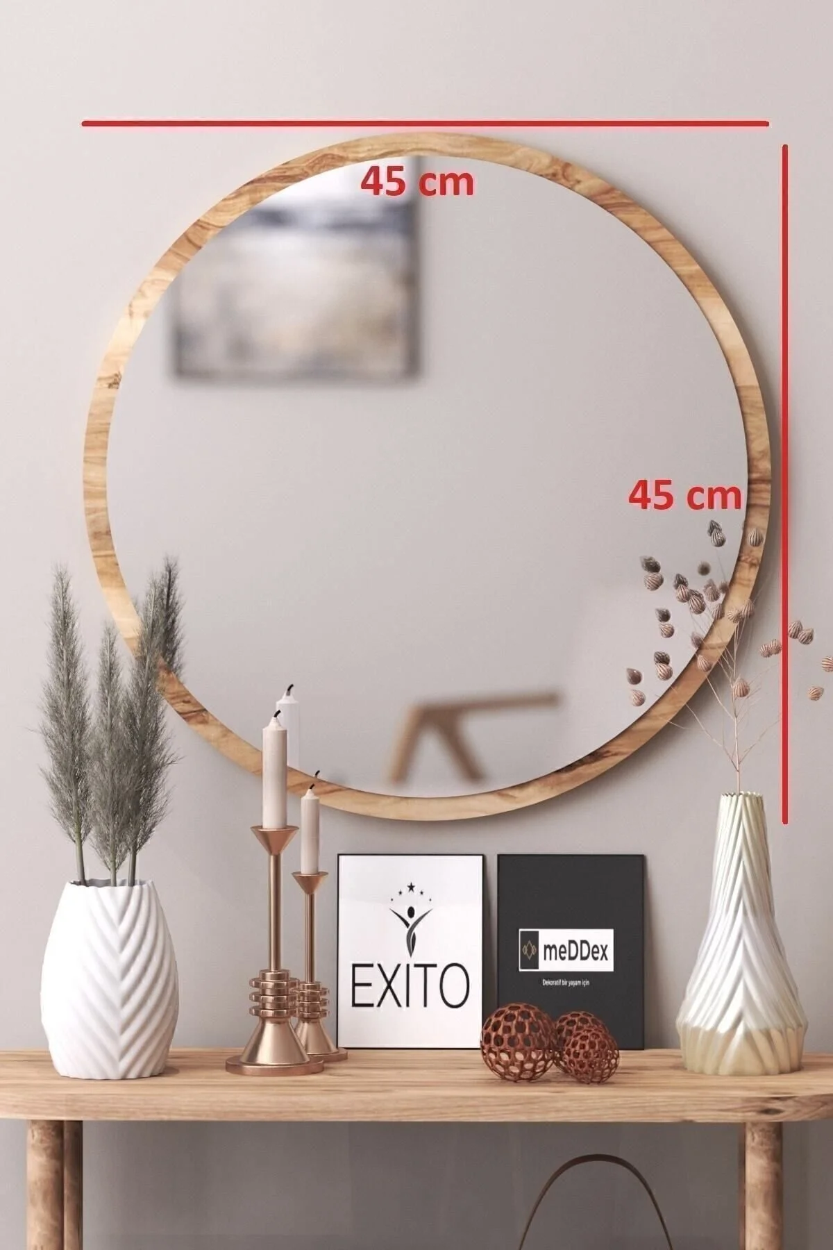 SUEL HOUSE Dekoratif Oval Ceviz Duvar Aynası 45 Cm" Banyo Aynası Fiyatı