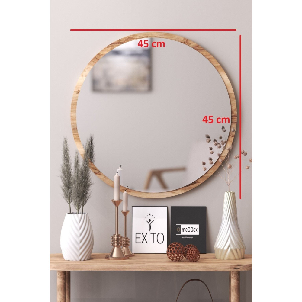SUEL HOUSE Dekoratif Oval Ceviz Duvar Aynası 45 Cm Banyo Aynası Fiyatı