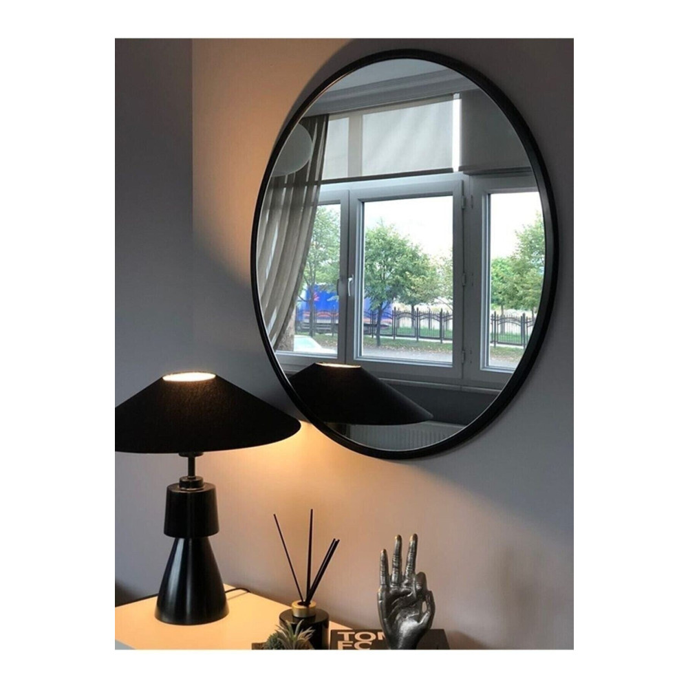 SUEL HOUSE Yuvarlak Ayna 60 Cm Mat Parlak Siyah Dresuar Koridor Duvar Salon Banyo Wc Ofis Çocuk Yatak Odası Ayna Fiyatı