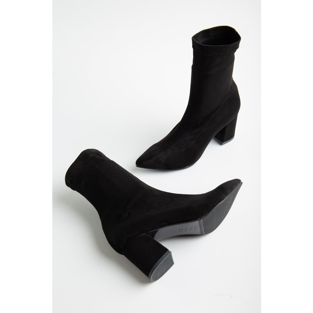 SUENO SHOES Kadın Streç Siyah Süet Bot 7 Cm Topuklu Bot 36 Beden Kadın Botları Fiyatı