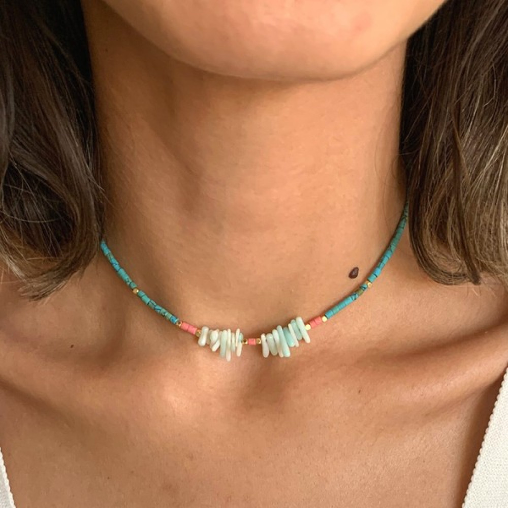 Suerte Accessories Gerçek Mercan Uçlu Turkuaz Afgan Boncuklu El Yapımı Minimal Kolye Bijuteri Kolye Fiyatı