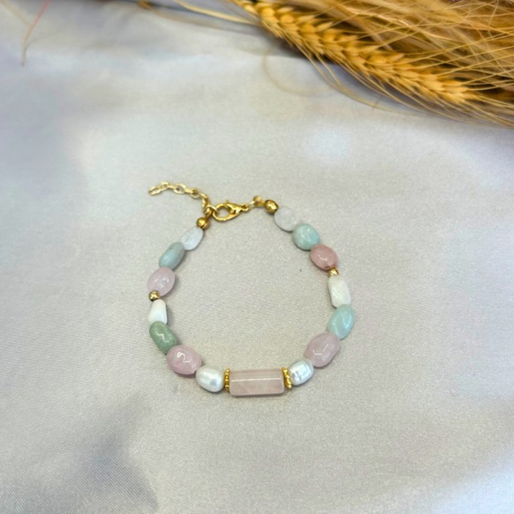 Suerte Accessories Pembe Kuvars Akuamarin Ay Taşı Doğaltaş Kuvars Doğal Taş Uç Mayorka Inci El Yapımı Kadın Kolye - Renkli Bijuteri Kolye Fiyatı