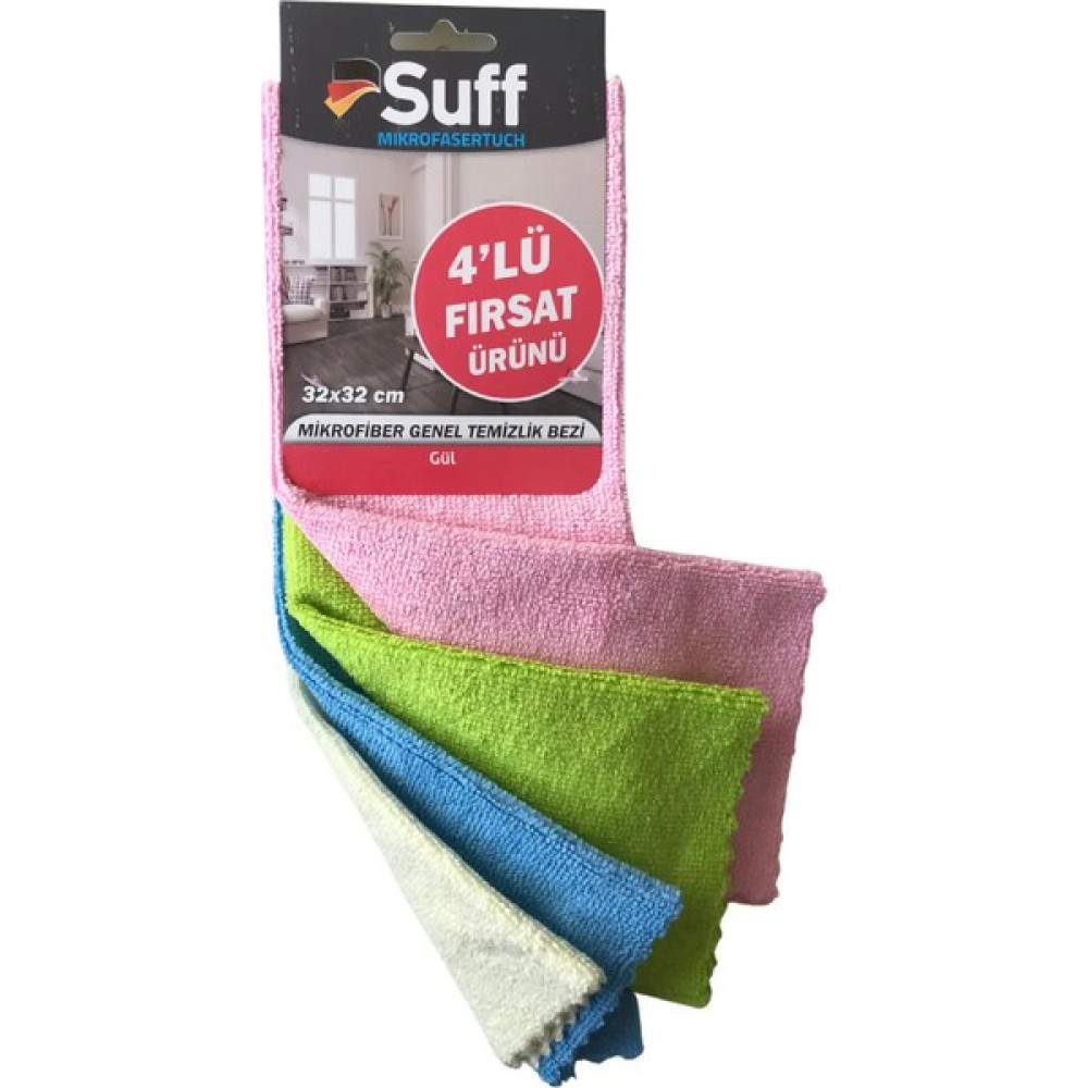 Suff Gül Mikrofiber Genel Temizlik Bezi 4lü (32X32CM) Temizlik Malzemeleri Fiyatı