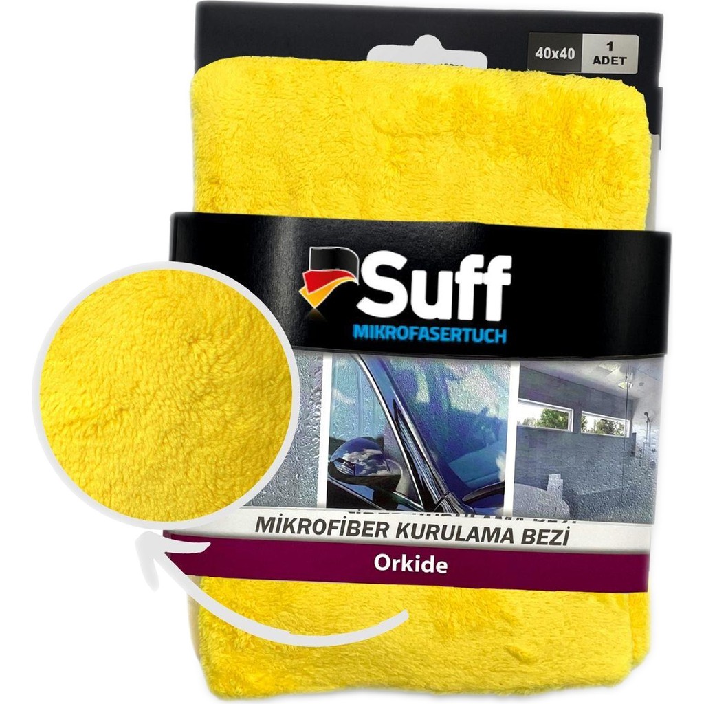 Suff Kurulama/Oto Pasta/Cila Bezi - Orkide Mikrofiber Sarı Temizlik Bezi (40x40cm) - Sarı Deterjan ve Temizlik Ürünleri Fiyatı