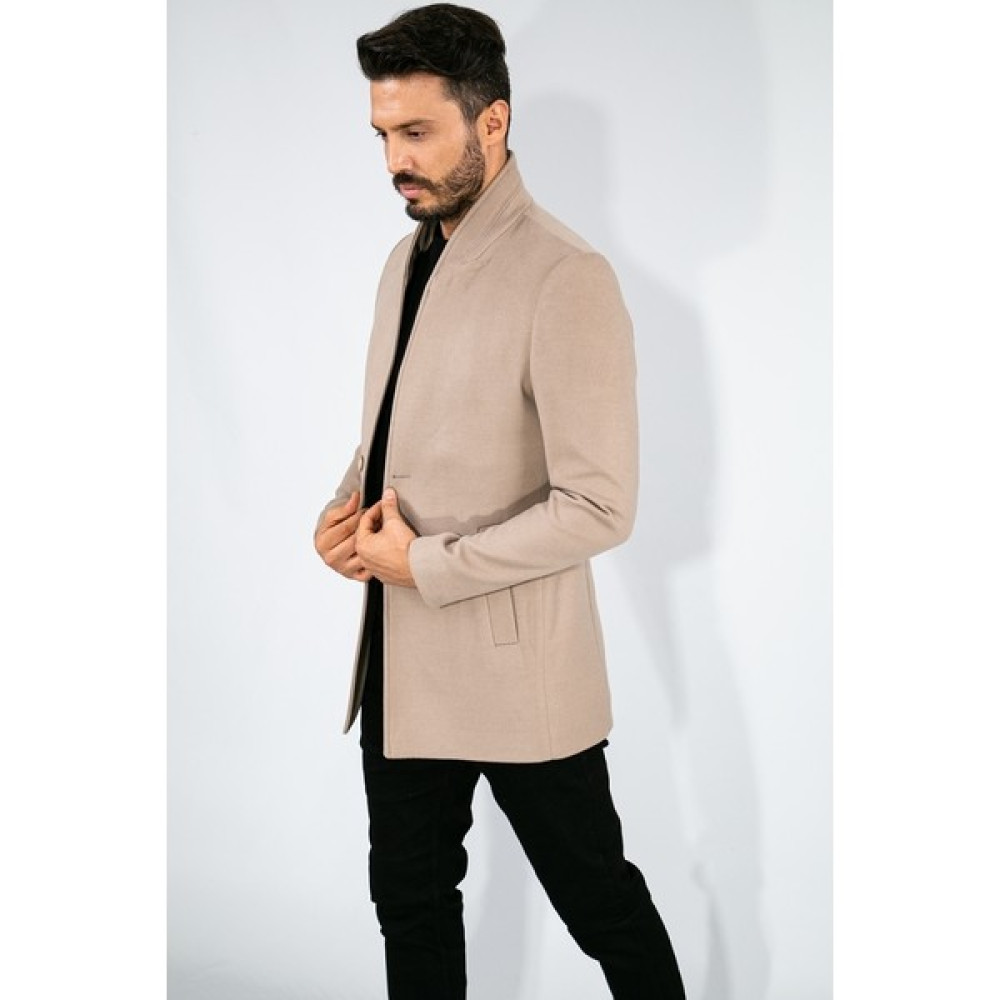 Suitmen Dik Yaka Kaşe Kaban Bisküvi Erkek Mont Fiyatı