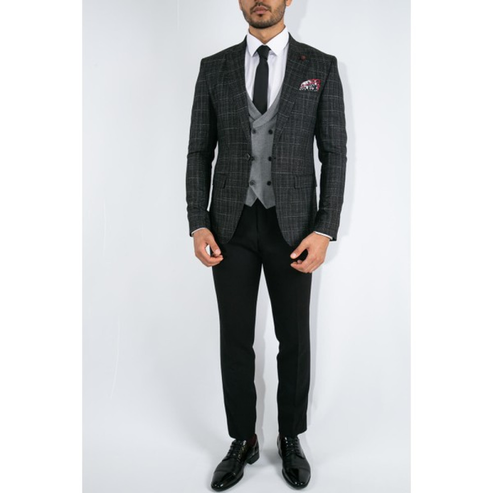 Suitmen Kombinli Super Slim Fit Takım Elbise Siyah Erkek Takım Elbise Fiyatı