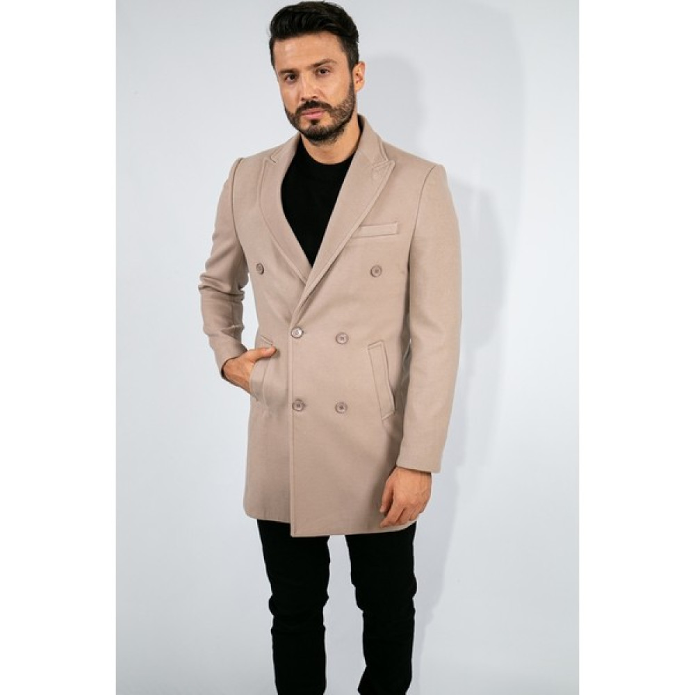 Suitmen Kruvaze Kaşe Kaban Bisküvi Erkek Mont Fiyatı