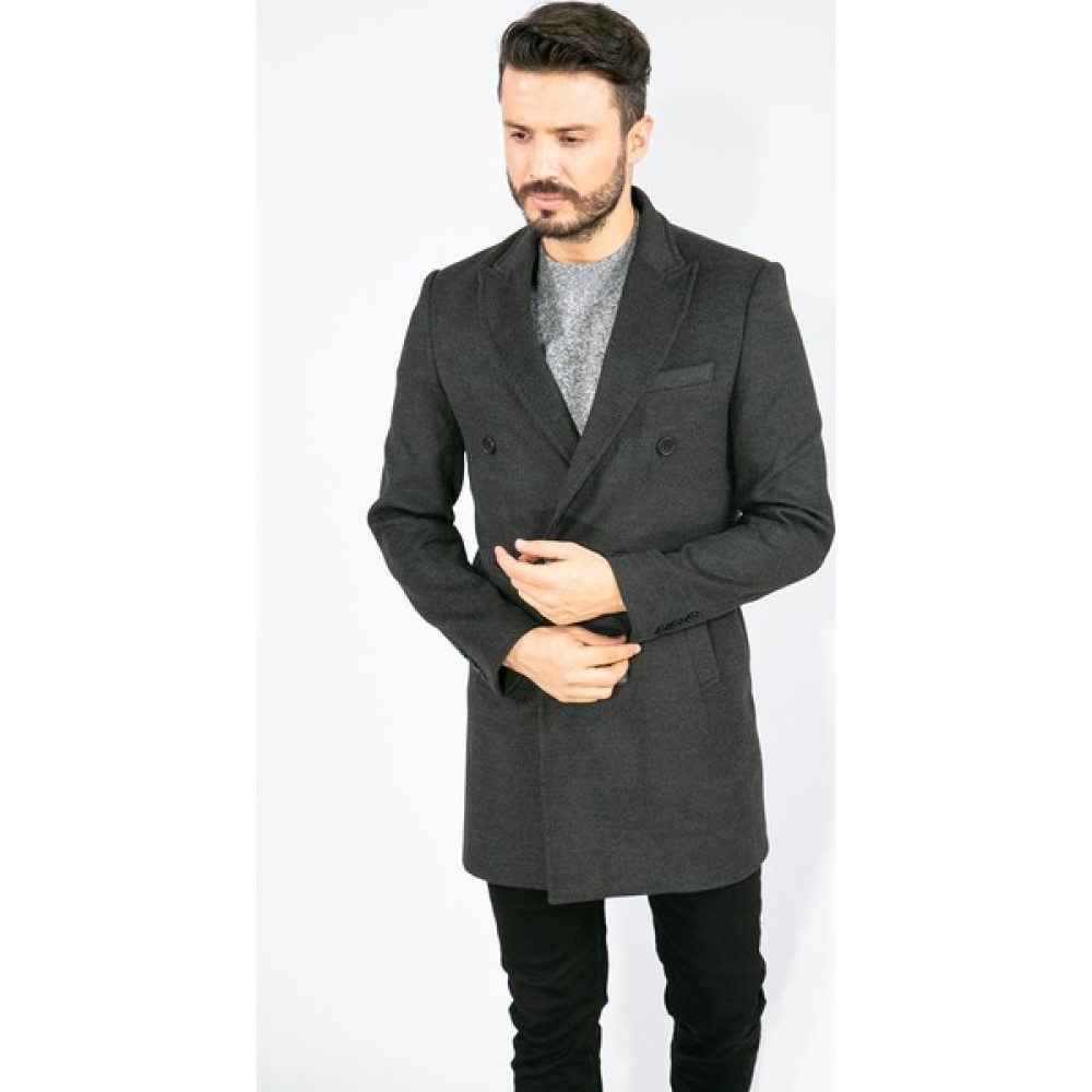 Suitmen Kruvaze Kaşe Kaban Füme Erkek Mont Fiyatı