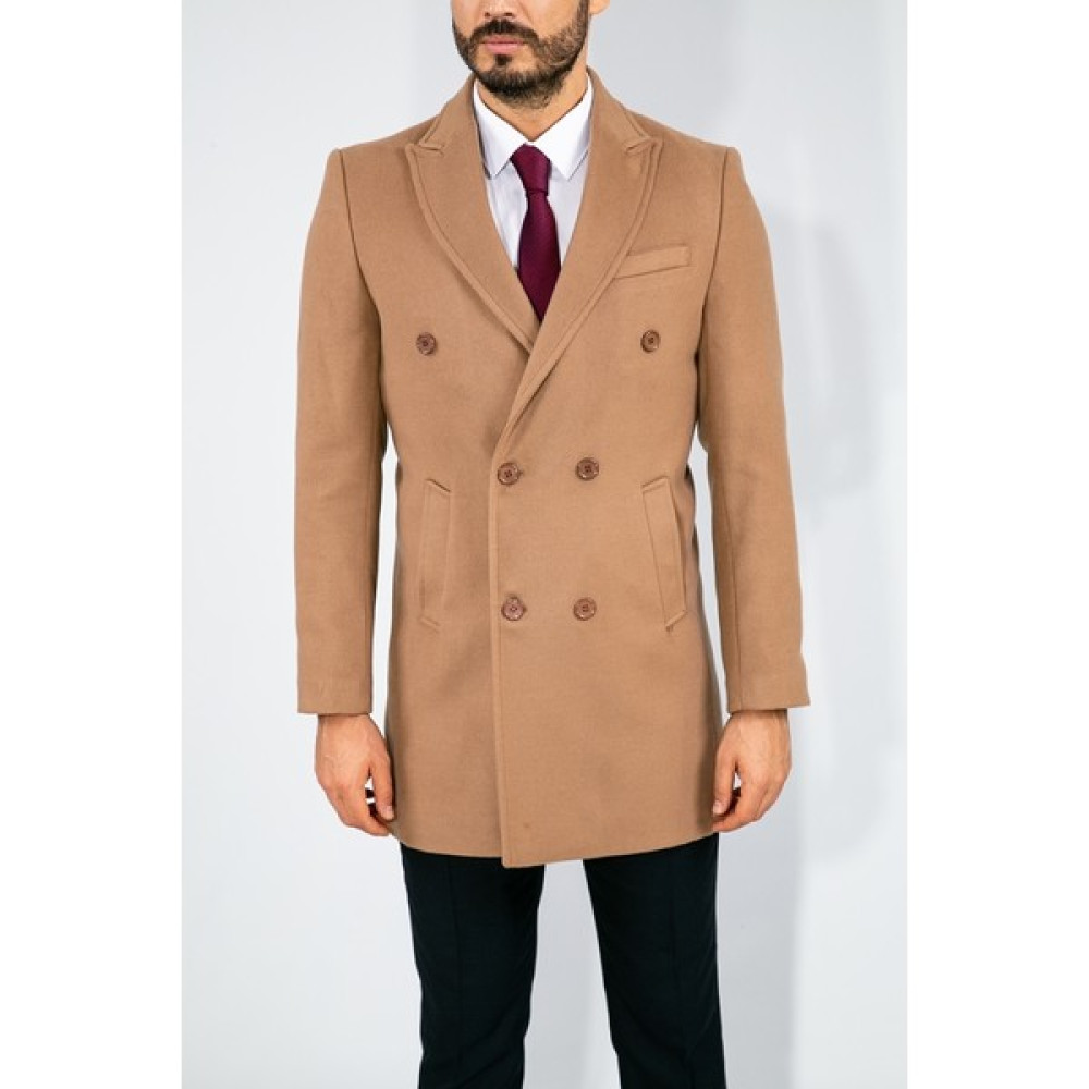 Suitmen Kruvaze Kaşe Kaban K.Camel Erkek Mont Fiyatı