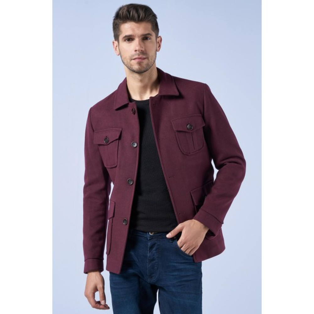 Suitmen Torba Cepli Kısa Kaşe Kaban Bordo Erkek Mont Fiyatı