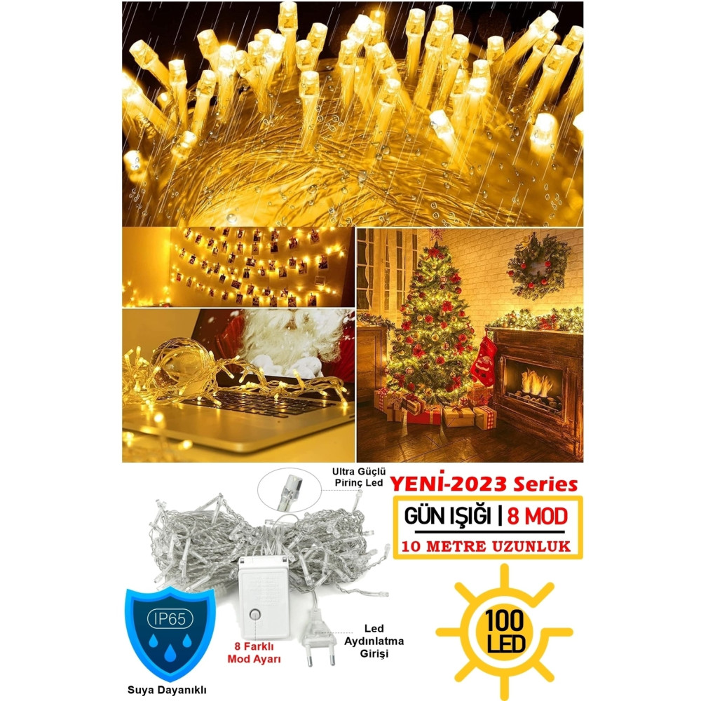 SULED 100led Fişli Pirinç Led 10 Mt Sarı 8 Modlu Şerit Led Dekor Lambası Animasyonlu Yılbaşı Ağacı Işığı Yaş Günü & Parti Fiyatı