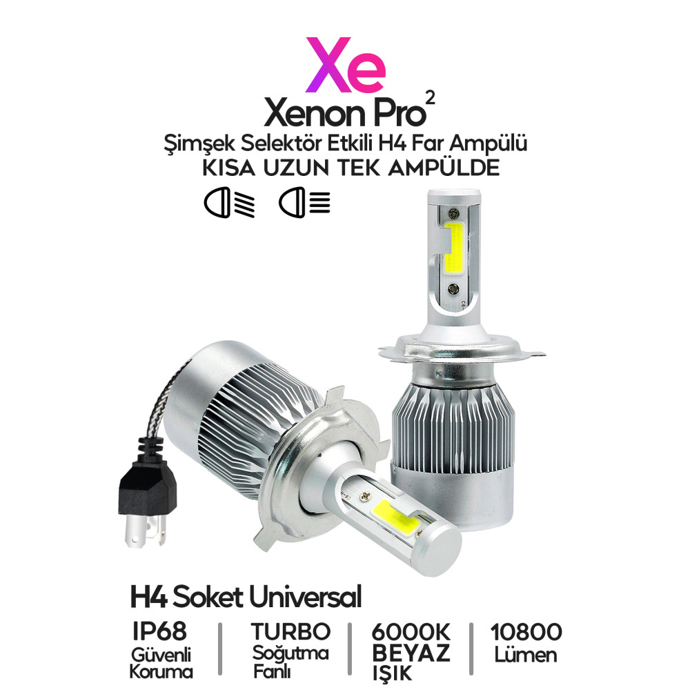 SULED 2023 Yeni Model - Zenon H4 Led Araba Far Ampül Xenon Led Uzun Kısa 10800 Lümen Şimşek Etkili 6000k Oto Elektroniği Fiyatı