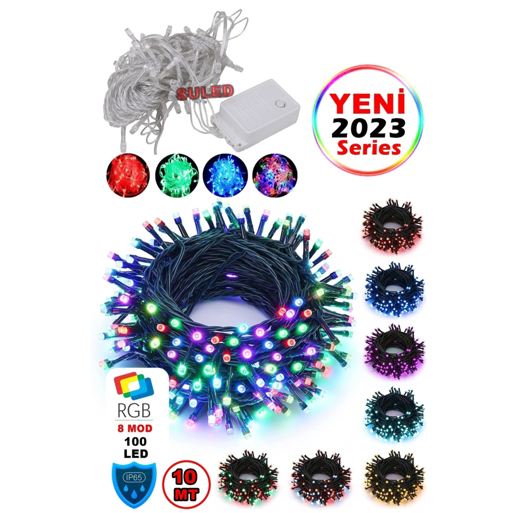 SULED Sl-1013 Fişli 10 Mt 100 Led Rgb Renkli Işıklı Ultra Güçlü Yılbaşı Ağaç Işık 8 Fonksiyonlu Dekoratif Yaş Günü & Parti Fiyatı