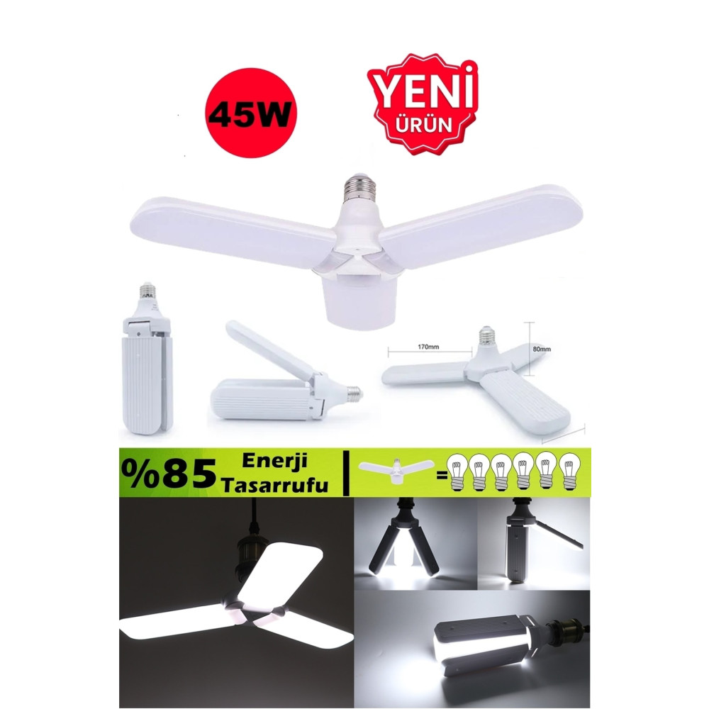 SULED Sl-1019 Pervane Ampül 40-45 W 3 Kollu Katlanır Pervane Led Ampül Tasarruflu Kanatlı Led Klasik Ampul Fiyatı