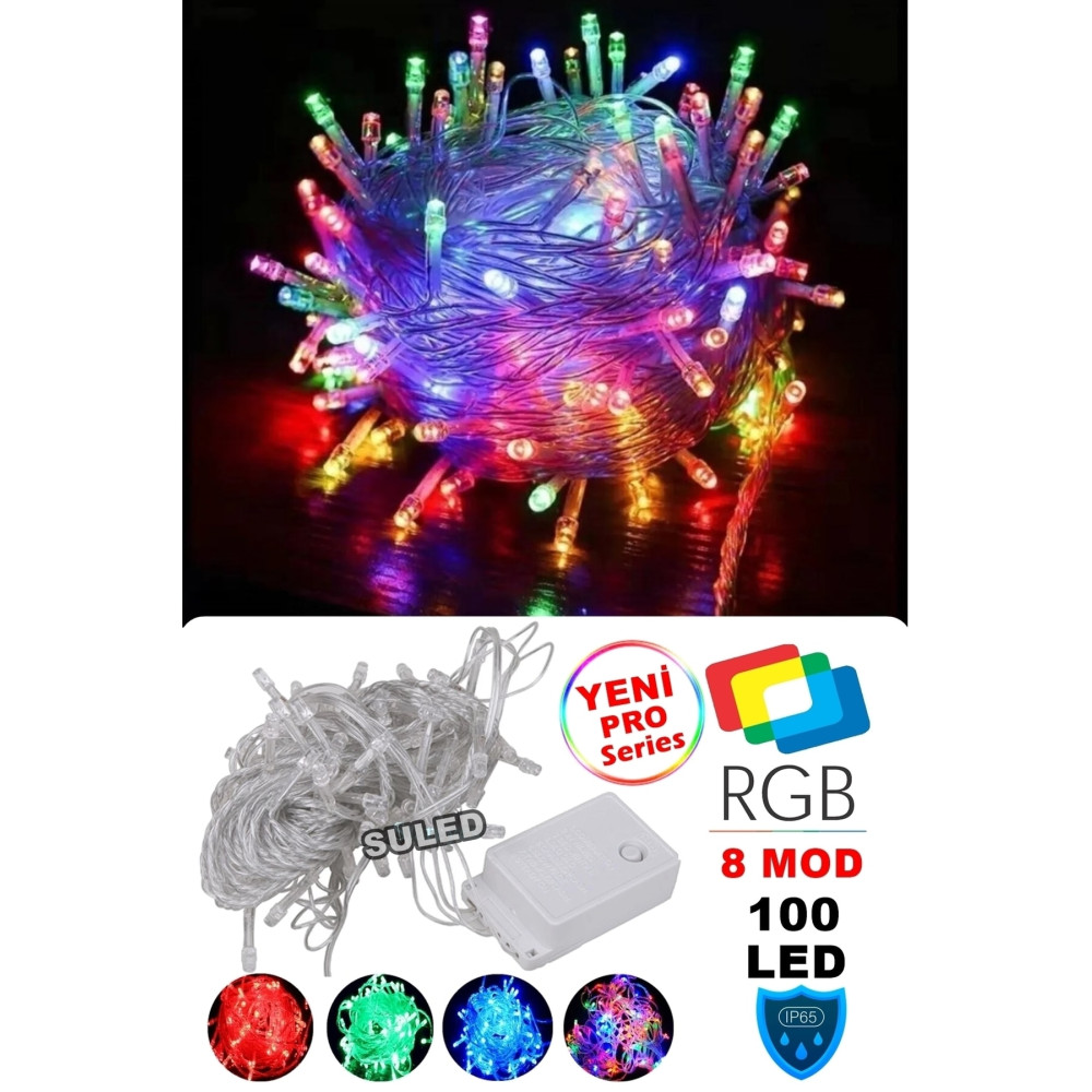 SULED Sl-1030 Rgb Renkli Işık Pirinç 10 Metre 100lü Led Yılbaşı Ağaç Işık 8 Fonksiyonlu Dekoratif Led Yaş Günü & Parti Fiyatı