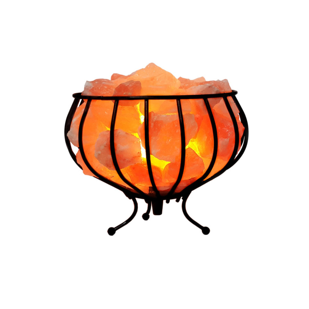 SULSALT Ferforje Sepet Himalaya Tuz Lambası | Orijinal Himalaya Kaya Tuzu Lambası 4.5-5 Kg Masa Lambası Fiyatı