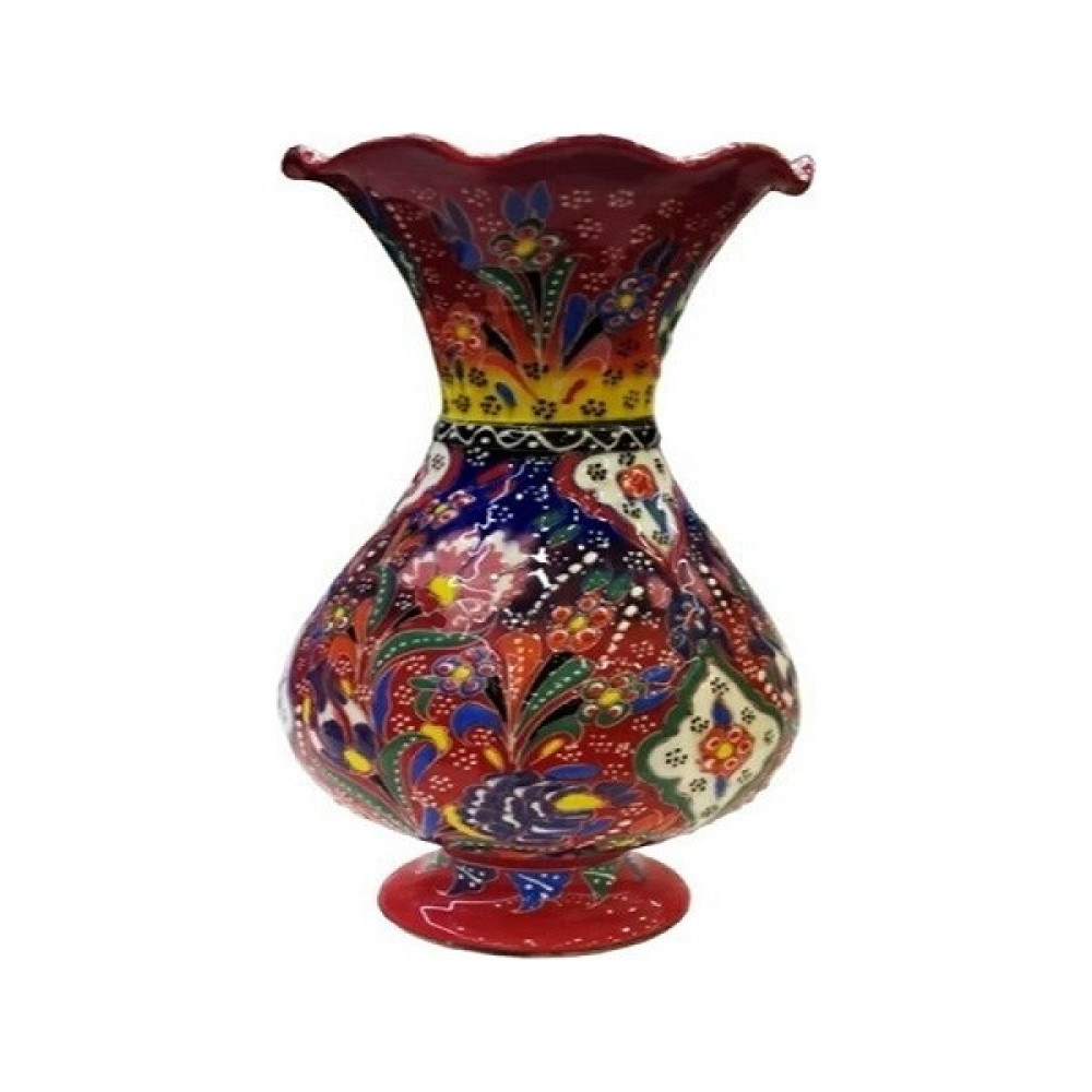 Sultan Çini -30 cm Çini El Emeği 30 cm Kabartma Desenli Vazo Vazo Fiyatı