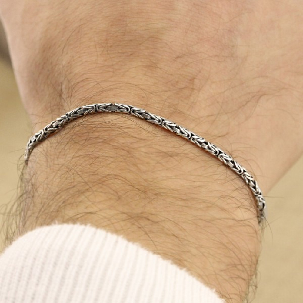 Sultantelkari 925 Ayar Gümüş Erkek Kral Zincir Bileklik - 22 cm Saat ve Bileklik Aksesuarı Fiyatı
