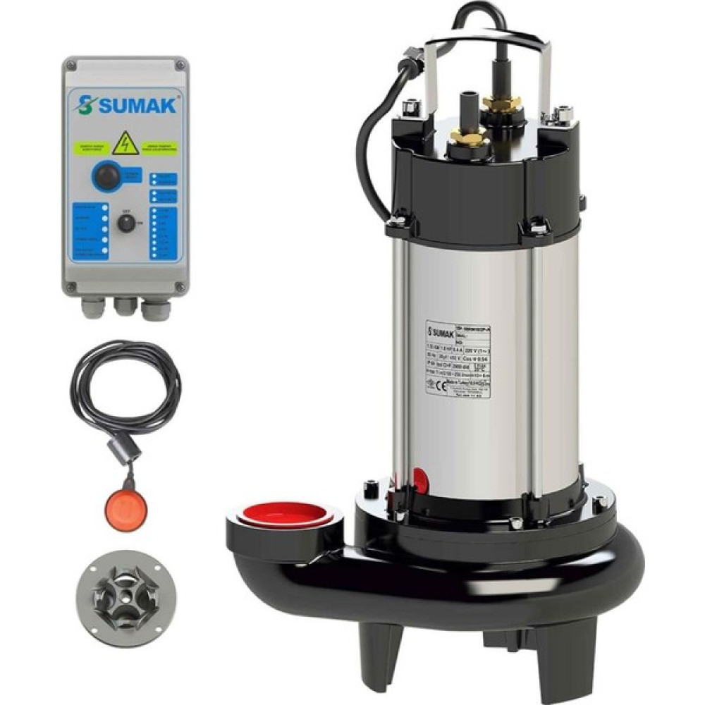 Sumak Pompa Sumak SBRT18/2P Parçalayıcı Bıçaklı Foseptik Dalgıç Pompa Trifaze (380V) 1.8 Hp Oto Boyaları Fiyatı