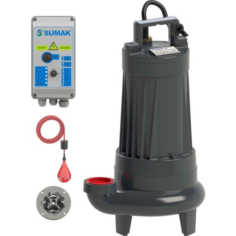Sumak Pompa Sumak SBRT75/3-P Parçalayıcı Bıçaklı Foseptik Dalgıç Pompa Trifaze (380V) 7.5hp Su Motoru Fiyatı
