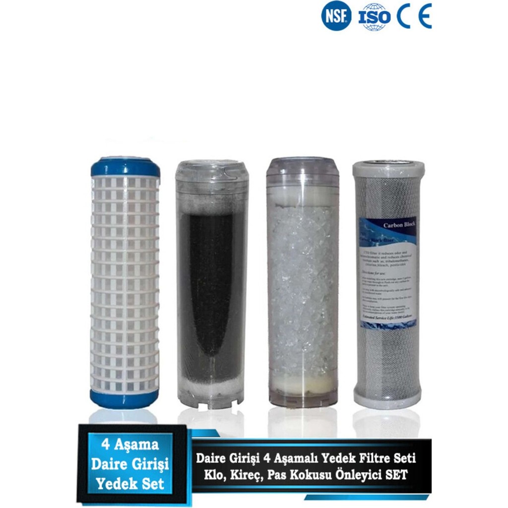 Sumarkt Daire Bina Sayaç Girişi Su Arıtma ve Yumuşatma 4 Aşama Yedek Filtre Seti (Yık-Gac-Sil-Blk) Su Arıtma Cihazı Fiyatı