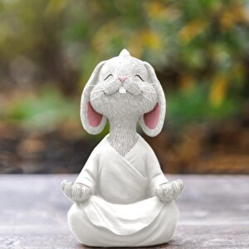 Sume Dekoratif Yoga Yapan Tavşan Biblo Meditasyon Büyük Boy Tavşan Heykeli Ev Dekoru 18x11.5 Cm Beyaz Biblo Fiyatı