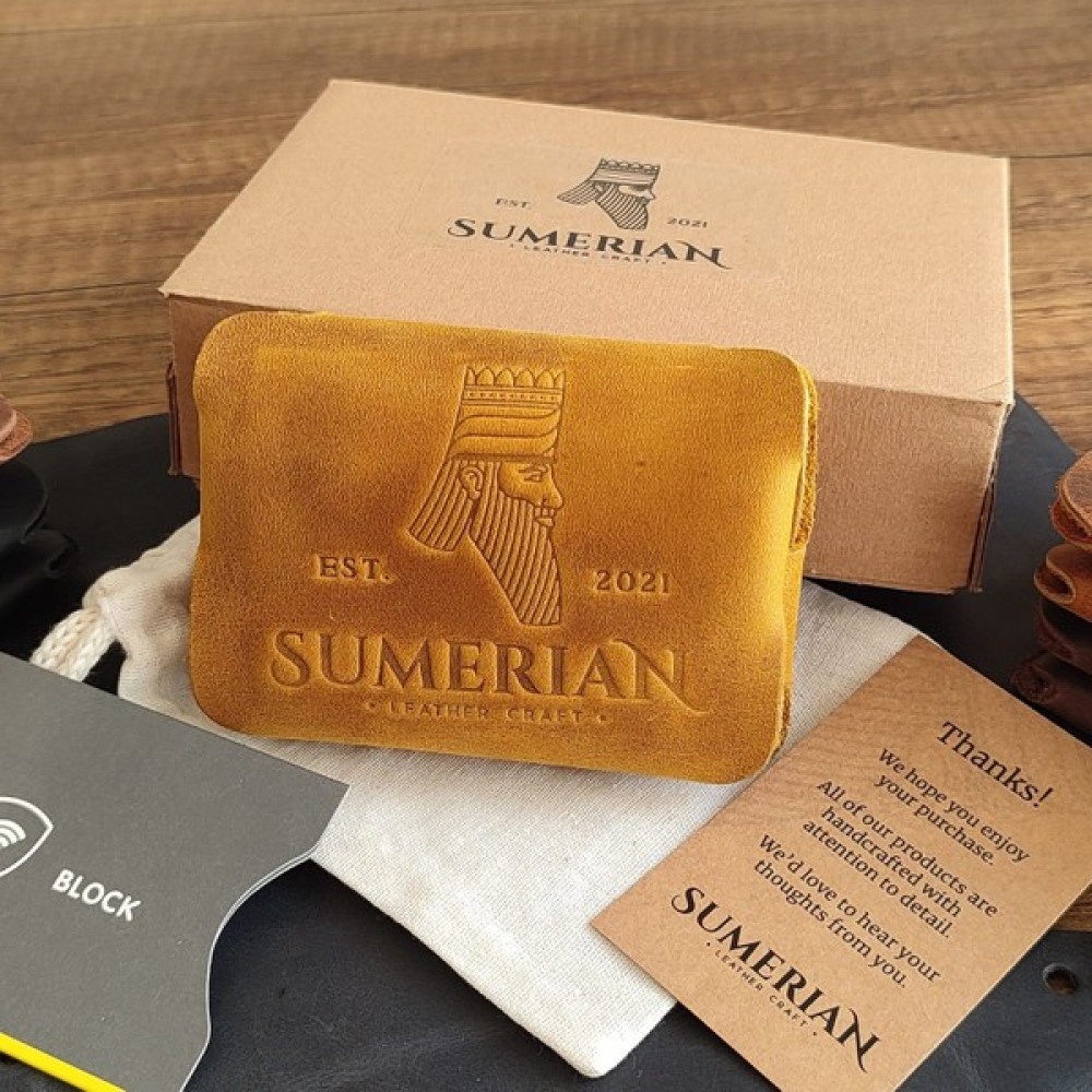 Sumerian Wallet Deri Cüzdan , Hediyelik Crazy Deri Cüzdan Cat Sarısı (Rfıd Kart Koruma Hediye ) Erkek Cüzdan Fiyatı
