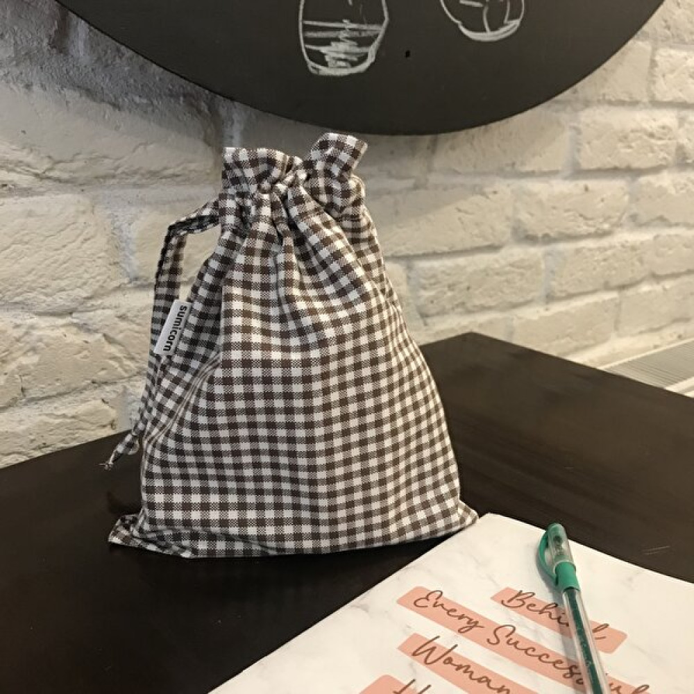 Sumicorn Design Kahverengi Pötikareli Çevre Dostu Bez Keten Büzgülü Ipli Düzenleyici Kese,makyaj Çantası,seyahat Çantası Bayan Çanta ve Cüzdan Fiyatı