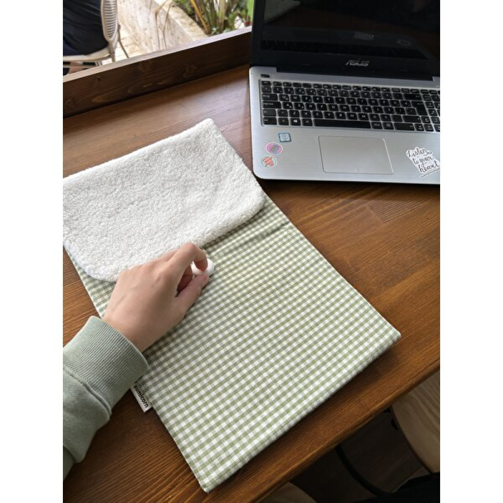 Sumicorn Design Peluş Detaylı Yeşil Keten Laptop,notebook,evrak Kılıfı 13 14 15 Inç Dizüstü Bilgisayar Aksesuarları Fiyatı