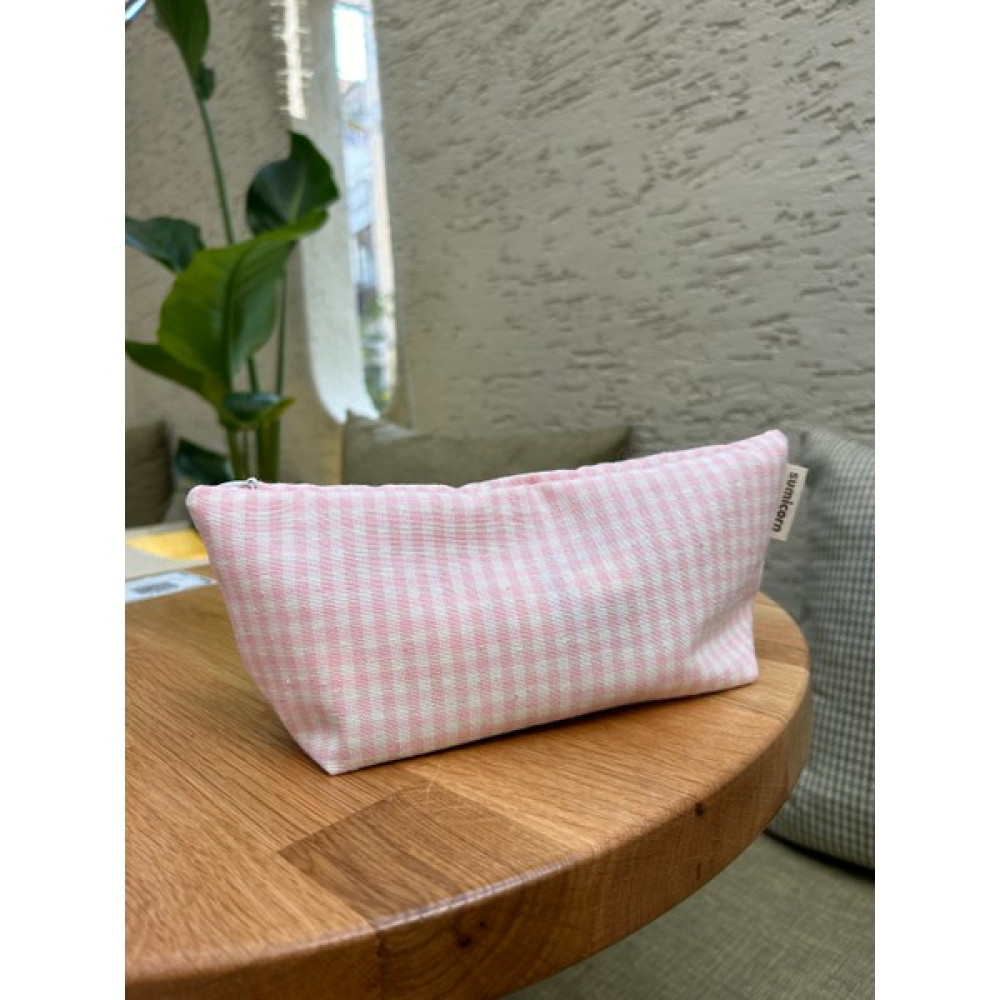 Sumicorn Design Pembe Pötikareli Yıkanabilir Fermuarlı Tek Gözlü Bez Kalemlik Kalem Kutusu Cüzdan Makyaj Çantası - Açık Pembe Kalemlik (Kalem Kutusu) Fiyatı