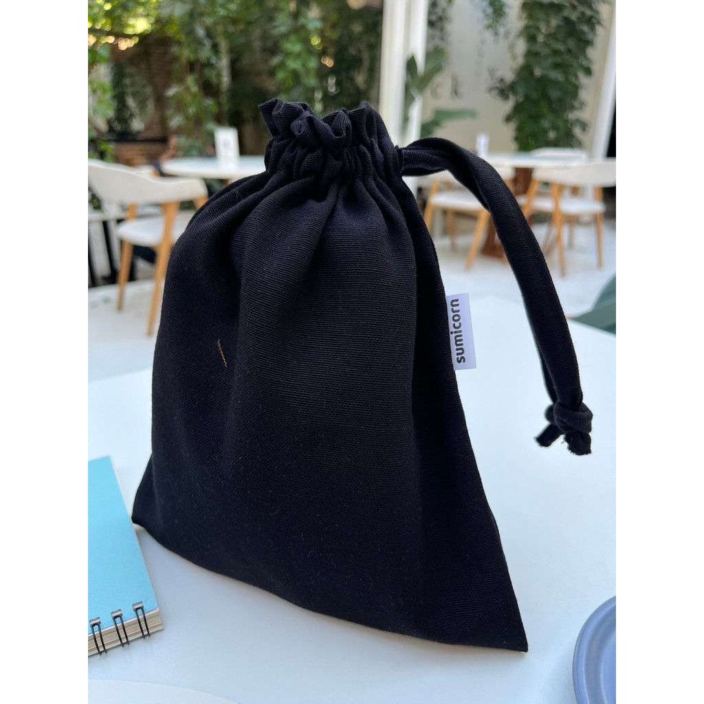 Sumicorn Design Soft Siyah Çevre Dostu Bez Keten Büzgülü Ipli Düzenleyici Kese,makyaj Çantası Makyaj Çantası Fiyatı