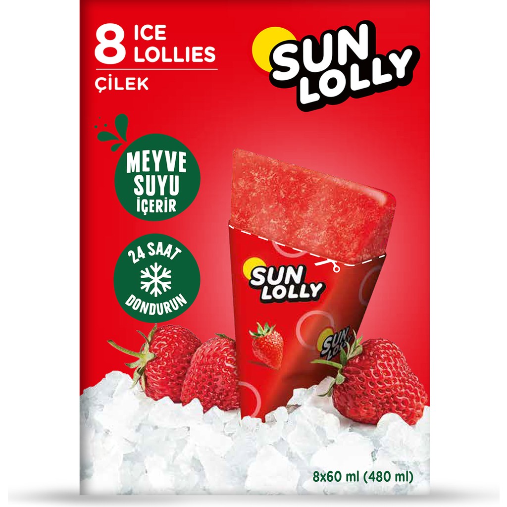 Sun Lolly Çilek Aromalı Su Buzu 8X60 ml Diğer Fiyatı