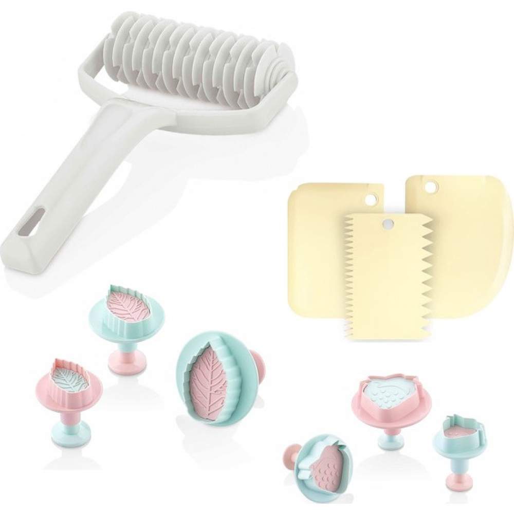 Sun Plastik +6 Adet Basmalı Kurabiye Kalıbı + 3'lü Sarı Hamur Kesici + Hamur Rulosu Pizza Şekillendirici Kek Kalıpları Fiyatı