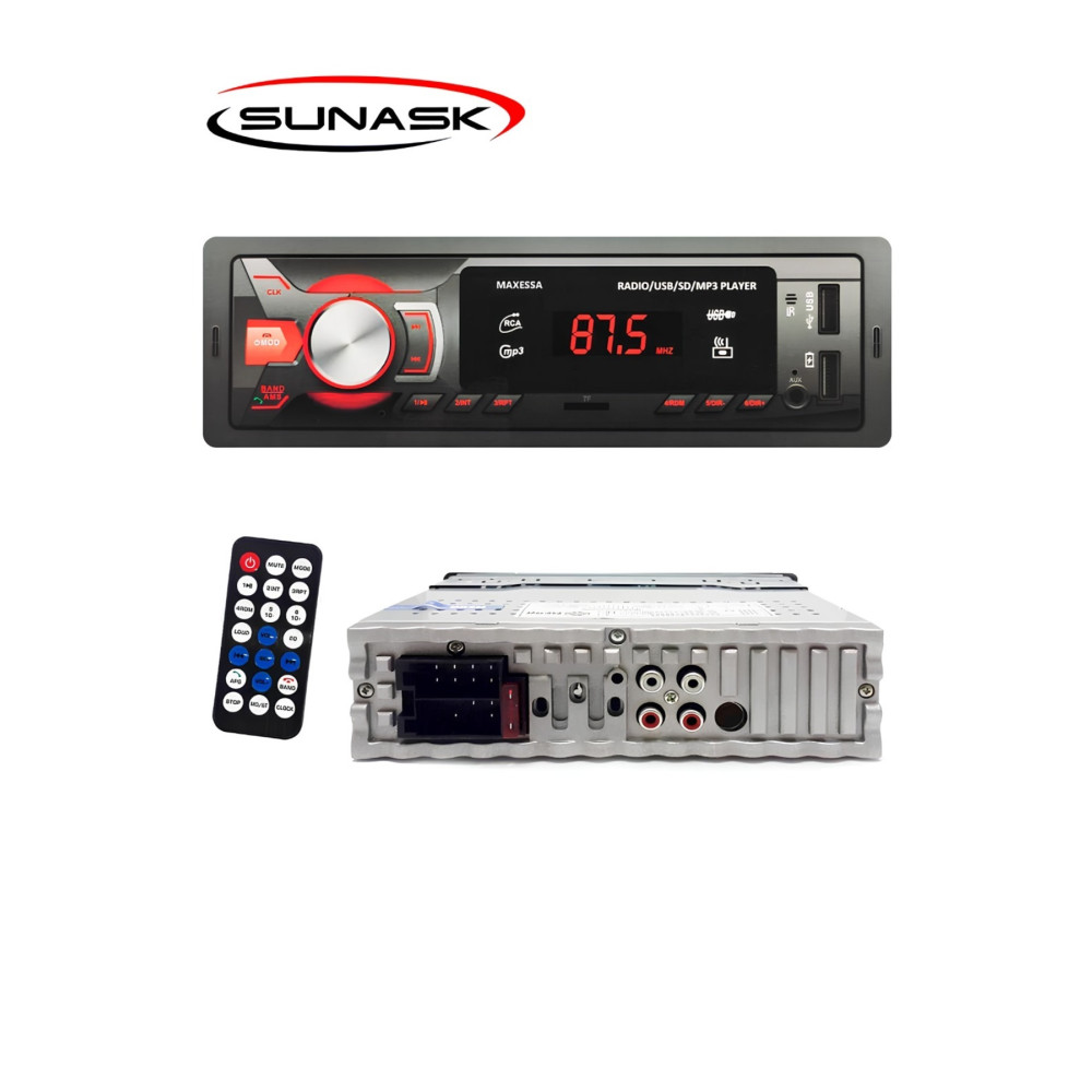 SUNASK Çift Usb Girişli Bluetooth Oto Teyp Araba Teybi Radyo Usb Sd Aux Teyp Amfi Çıkışlı Kumandalı Oto Teypleri Fiyatı