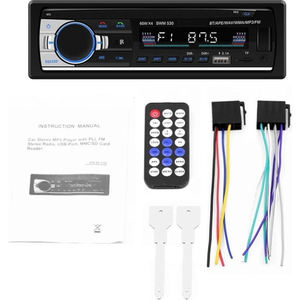 Sunask P.125 Çift USB Girişli Bluetooth Oto Teyp Araba Teybi Radyo USB Sd Aux Teyp Amfi Çıkışlı 4X55 Watt - Gri Oto Teypleri Fiyatı