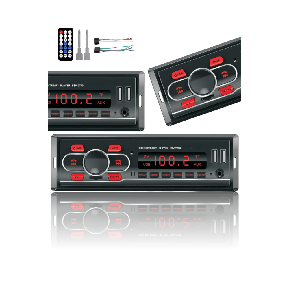SUNASK Sn-2700 Çift Usb Girişli Bluetooth Oto Teyp Araba Teybi Radyo Sd Aux Teyp Amfi Çıkışlı Kumandalı Oto Teypleri Fiyatı
