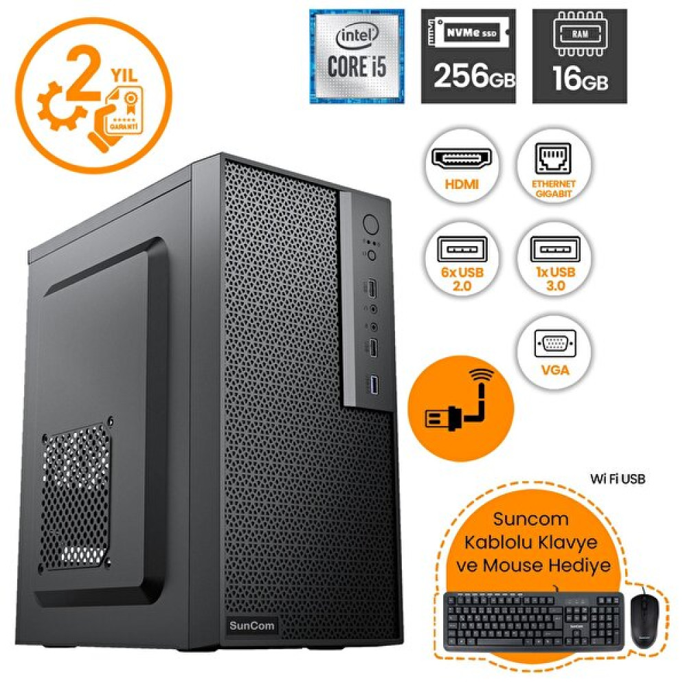 Suncom Raks Frc101 Intel Core i5-3470 16 GB RAM 256 GB M.2+ SSD WiFi FreeDOS Masaüstü Bilgisayar Masaüstü Bilgisayar Fiyatı