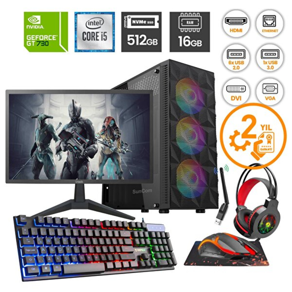 Suncom Raks Gmg101A1 Intel Core i5 3470 19" 16 GB RAM 512 GB SSD Gt730 4 GB HD+ FreeDOS Masaüstü Oyuncu PC - Set Masaüstü Bilgisayar Fiyatı