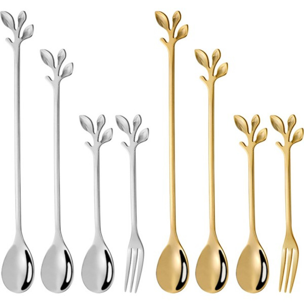 Sunflower Flower Paslanmaz Çelik Karıştırma Kaşığı Yaratıcı Yaprak Kahve Kaşığı 8'li Set (Yurt Dışından) - Renkli Çatal / Kaşık / Bıçak Takımları Fiyatı