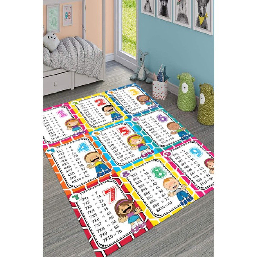 Süngersan Yıkanabilir Kaymaz Taban Eğitici Çarpım Tablolu Çocuk Halısı Oyun Halısı - 160 x 230 cm - Renkli Bebek Odası Halı Fiyatı