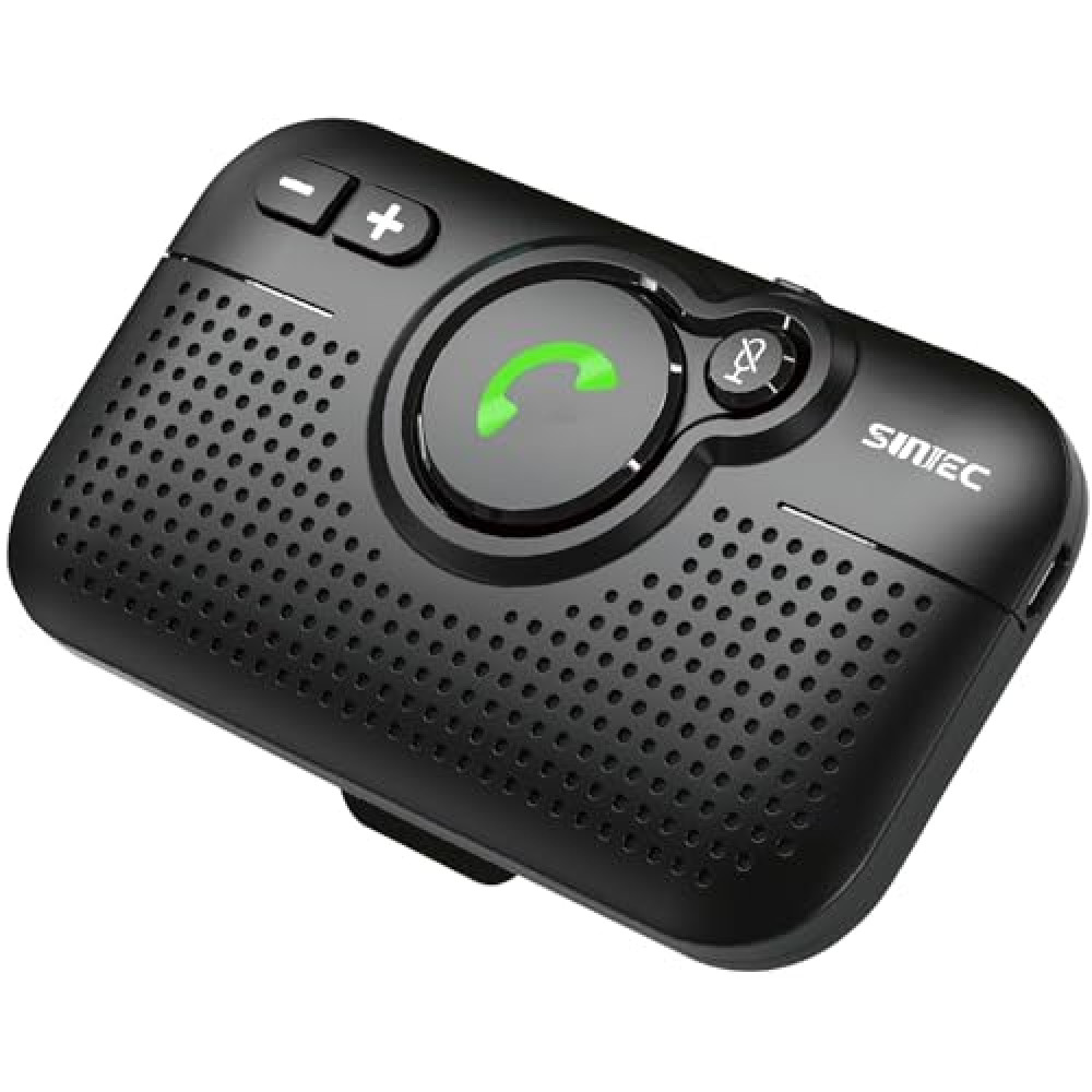 SUNITEC Bluetooth Car Speaker for Cell Phone, Handsfree Bluetooth Car Kit Motion AUTO ON Off Support Siri Voice Assistant Handsfree Speakerphone with Visor Clip - BC980P