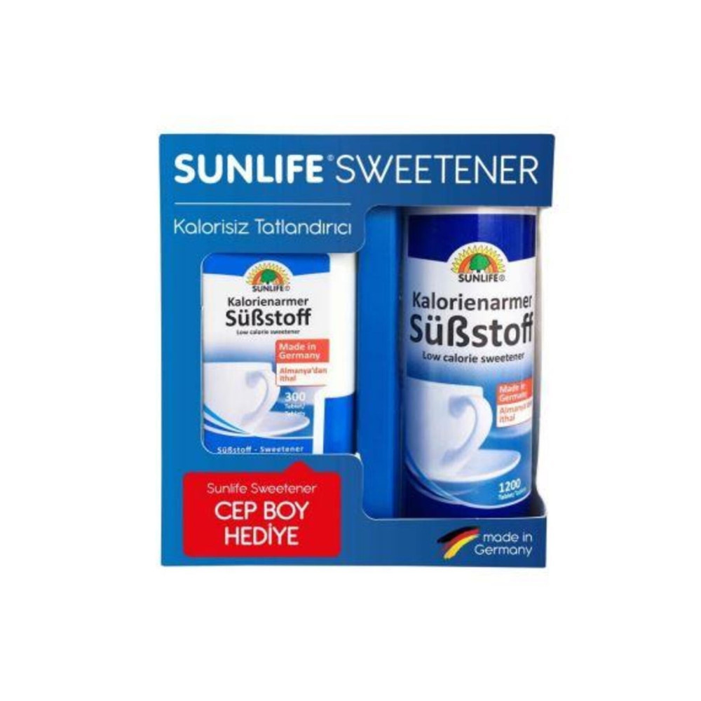 Sunlife Sweetener 1200 + Tatlandırıcı 300 Tablet Cep Boy Toz ve Küp Şeker Fiyatı