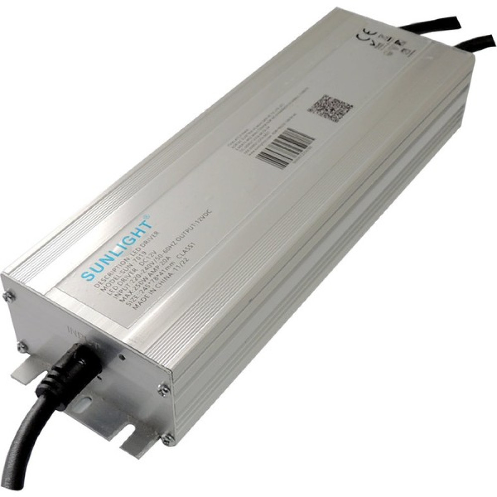 Sunlight Dış Mekan Şerit Led Trafo, Adaptör, Driver 12V 20 Amper 250 Watt Led Aydınlatmalar Fiyatı