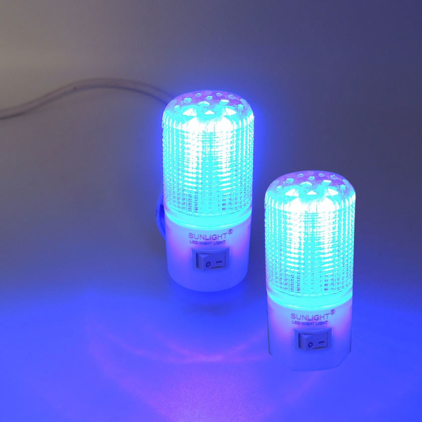 Sunlight Kısa LED Gece Lambası 0,5W Tasarruflu Işıklı Fişli Düğmeli 2'li - Mavi Gece Lambası Fiyatı