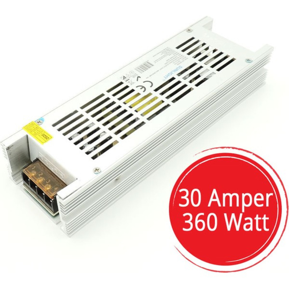 Sunlight Şerit LED Trafo 12V Adaptör Driver 30 Amper 360 Watt Led Aydınlatmalar Fiyatı