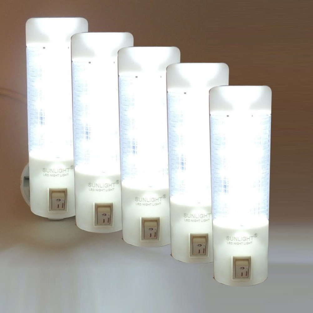 Sunlight Uzun LED Gece Lambası 0,5W Tasarruflu Işıklı Fişli Düğmeli 5 Adet - Beyaz Gece Lambası Fiyatı