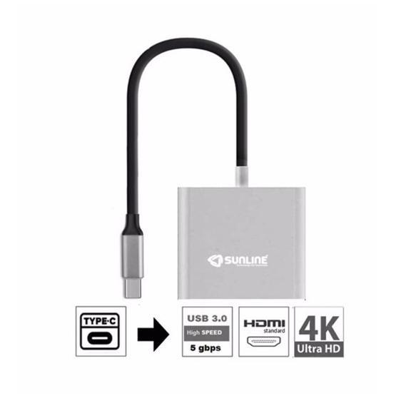 Sunline 170676 USB Type C-USB3.0+HDMI Dönüştürücü