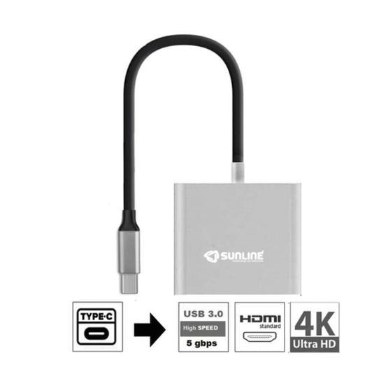 Sunline 170676 USB Type C-USB3.0+HDMI Dönüştürücü