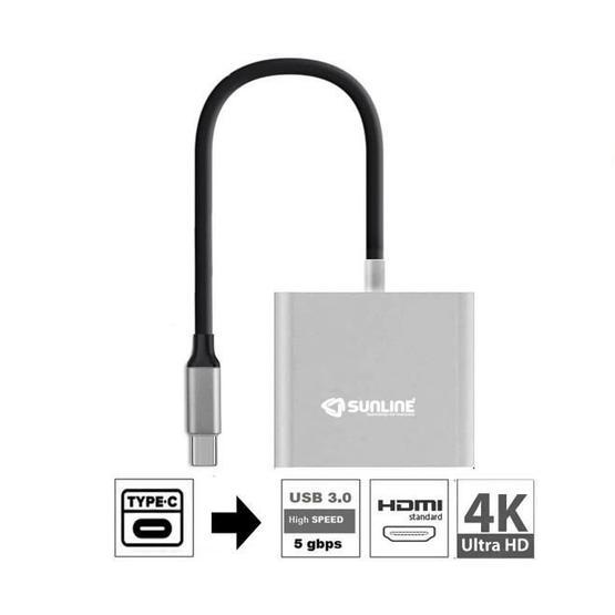 Sunline 170676 USB Type C-USB3.0+HDMI Dönüştürücü